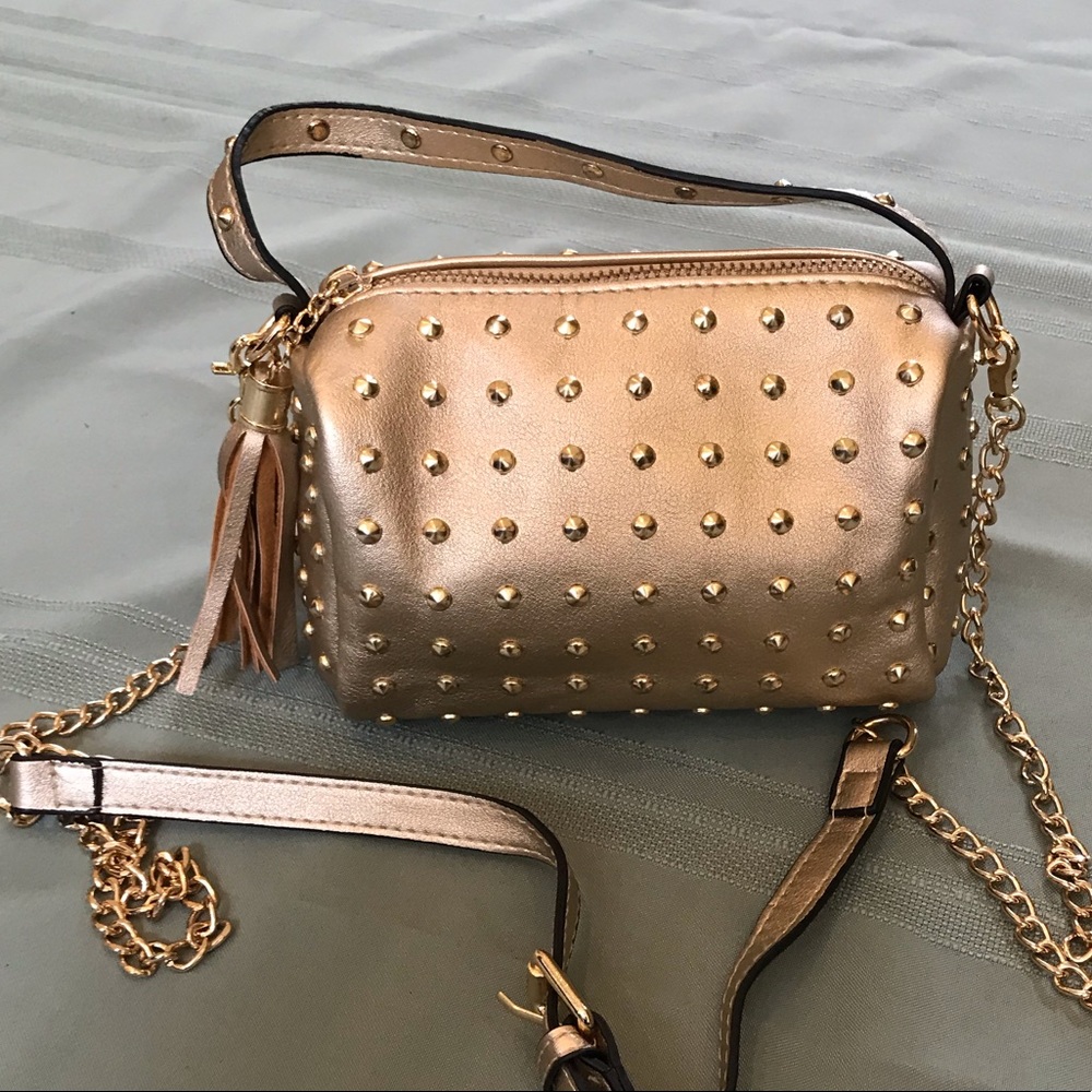 NWOT Lovevook vegan leather studded gold mini bag